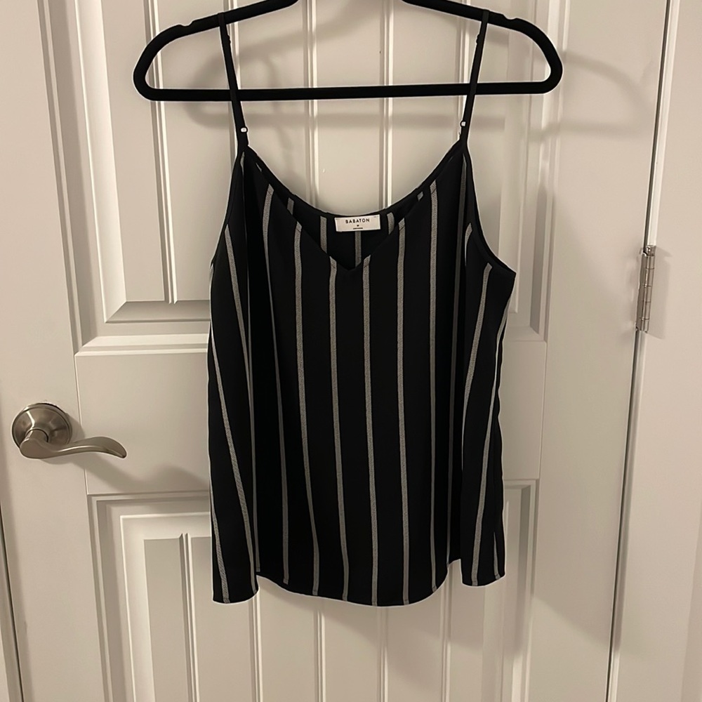 Babaton black and white striped tank top